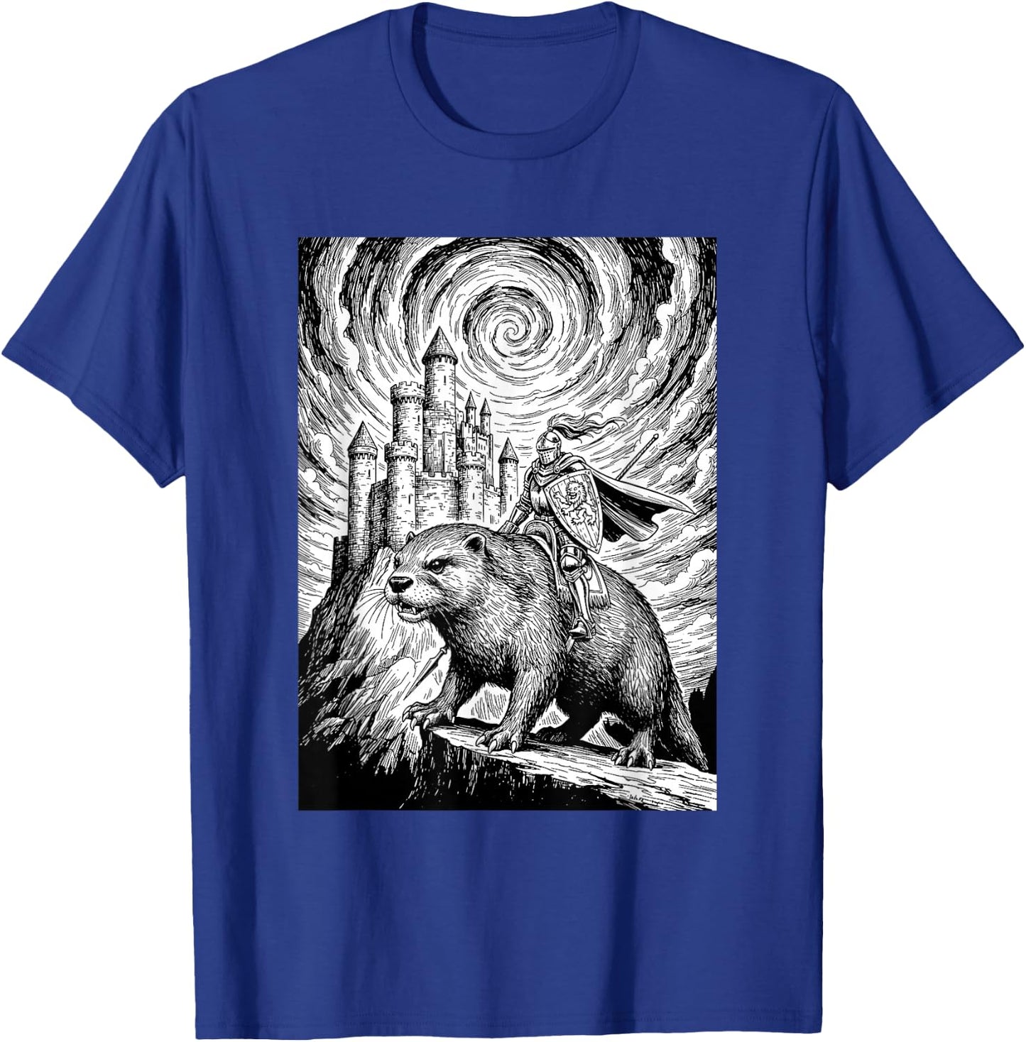 Giant Otter Fantasy Knight Medieval Design T-Shirt - T-Shirt | Royal