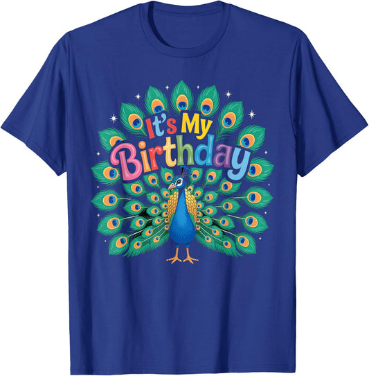 Birthday Peacock Women Men & Kids T-Shirt - T-Shirt | Royal