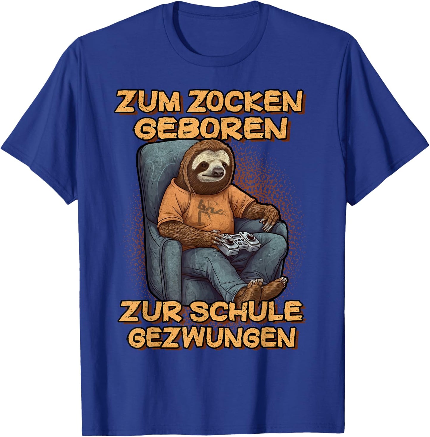 Gamer Computer with German Text "Zum Zocken geboren zur Schule gezwungen, black T-Shirt - T-Shirt | Royal