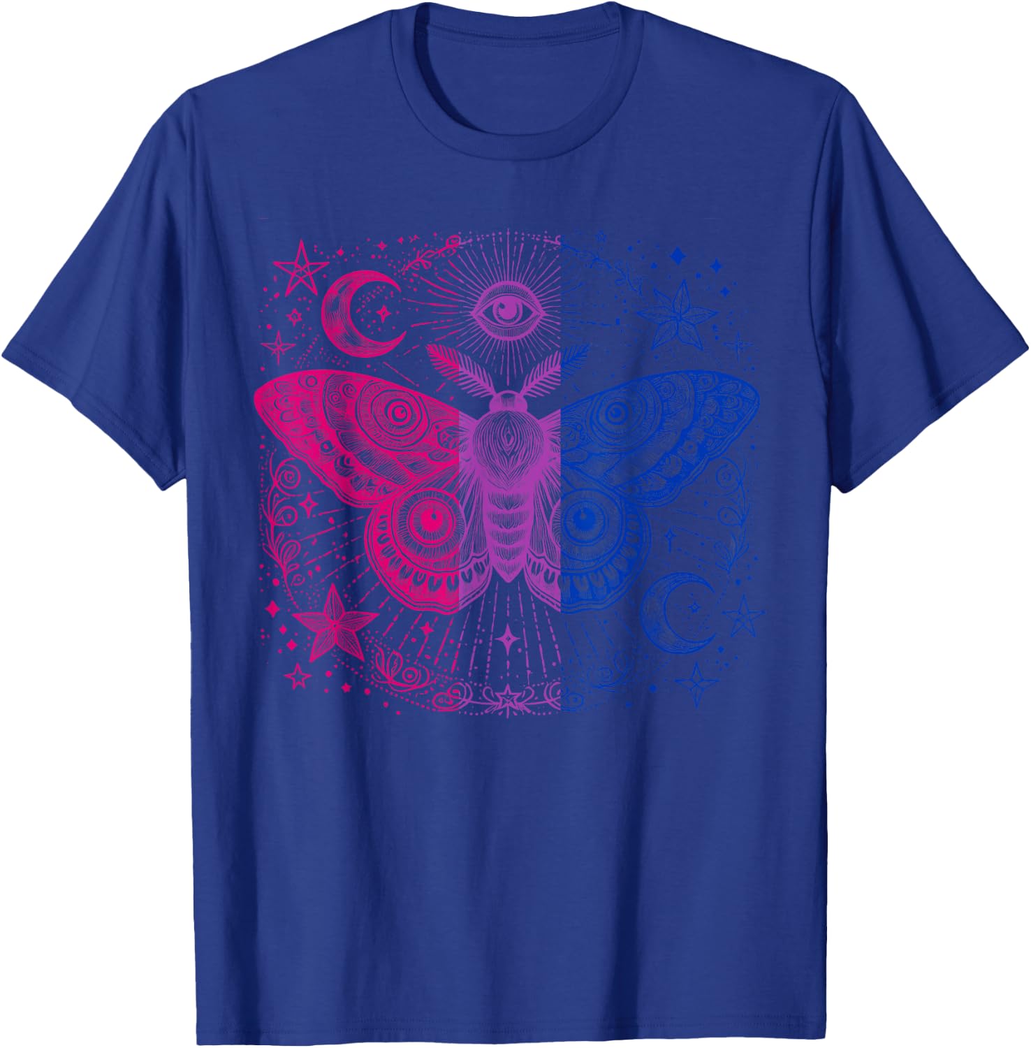 Mystical Bisexual Moth with Cosmic Pride Energy T-Shirt - T-Shirt | Royal