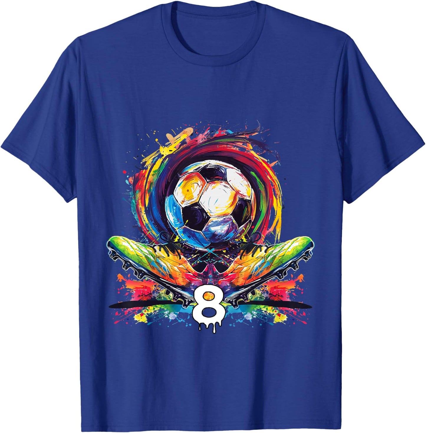 Children's 8th Birthday Boy 8 Years Football Gift , black T-Shirt - T-Shirt | Royal