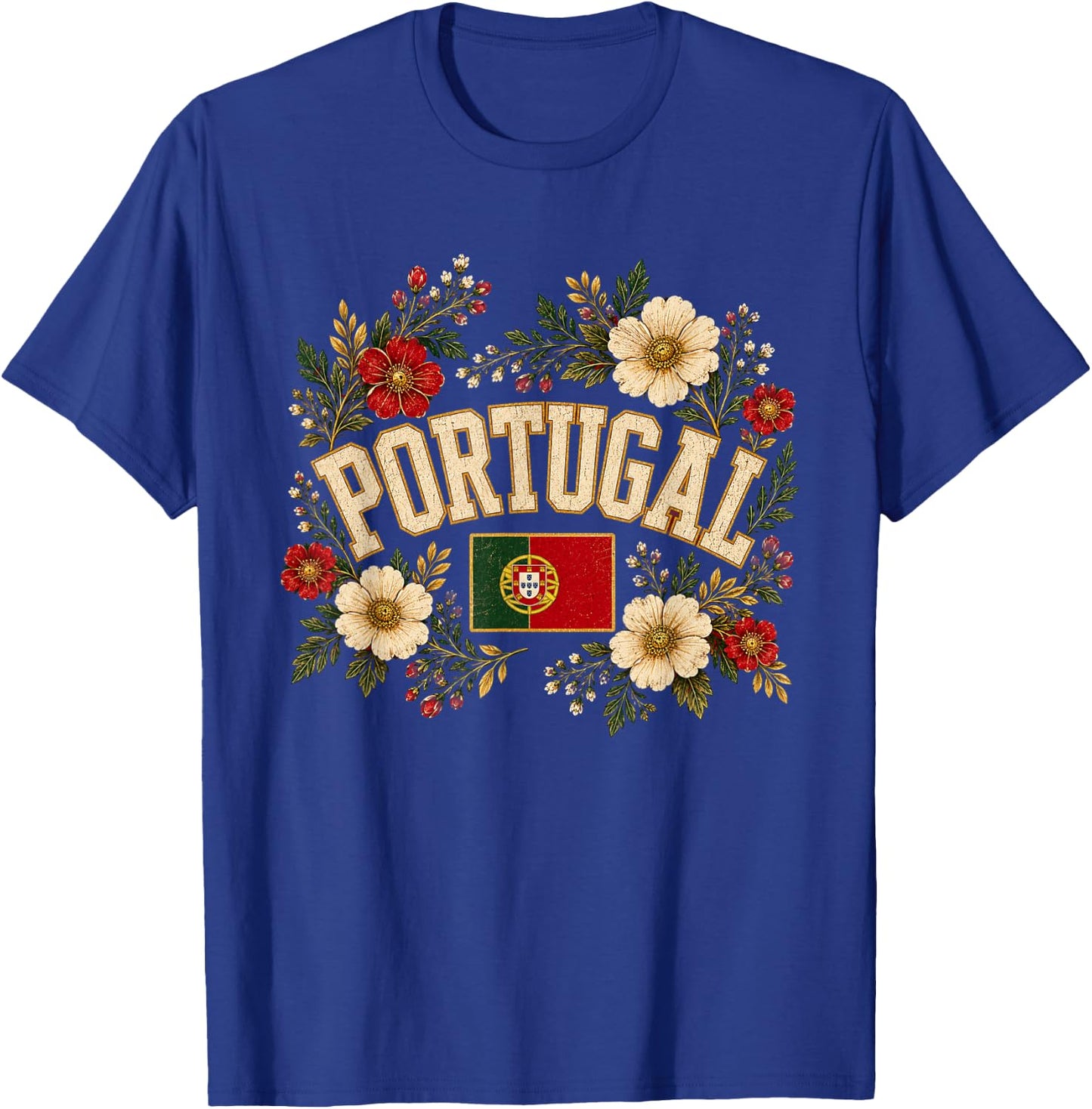 Portugal Floral Vintage Country Pride T-Shirt - T-Shirt | Royal