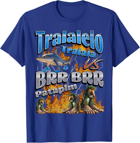 Tralalelo VS Brr Patapim Funny Italian Brainrot Meme Graphic T-Shirt - T-Shirt | Royal