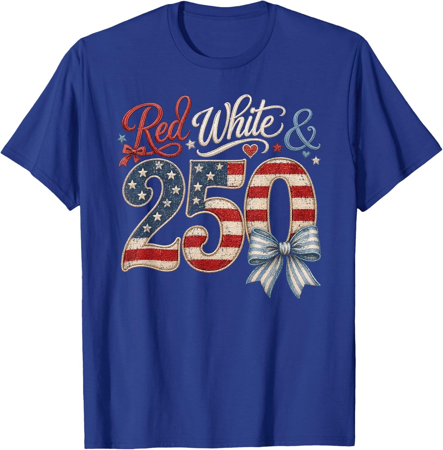 250th Anniversary 250 Years America USA Flag Red & White T-Shirt - T-Shirt | Royal