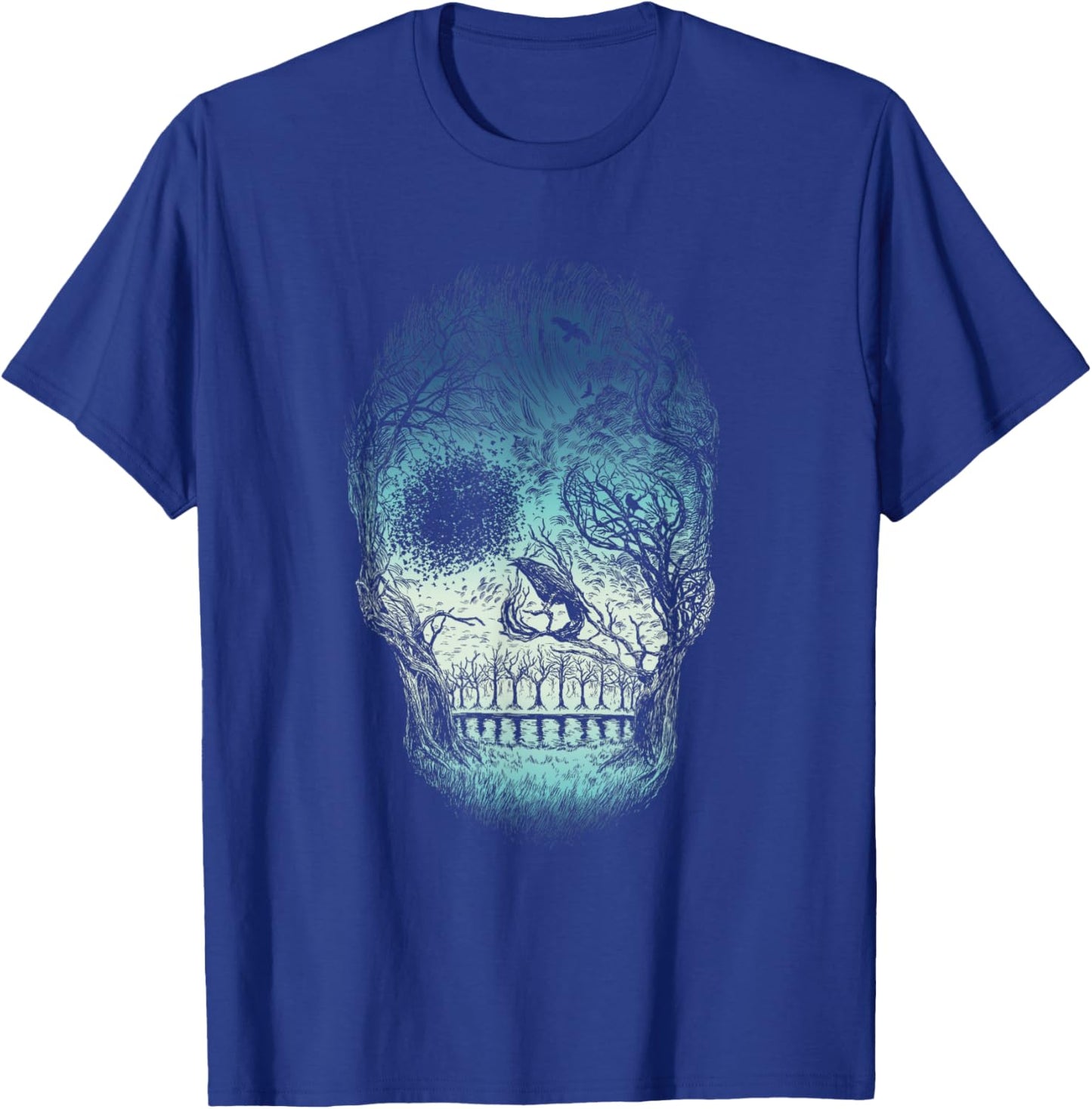 Unique Hand Drawn Abstract Skull (Blue) T-Shirt - T-Shirt | Royal