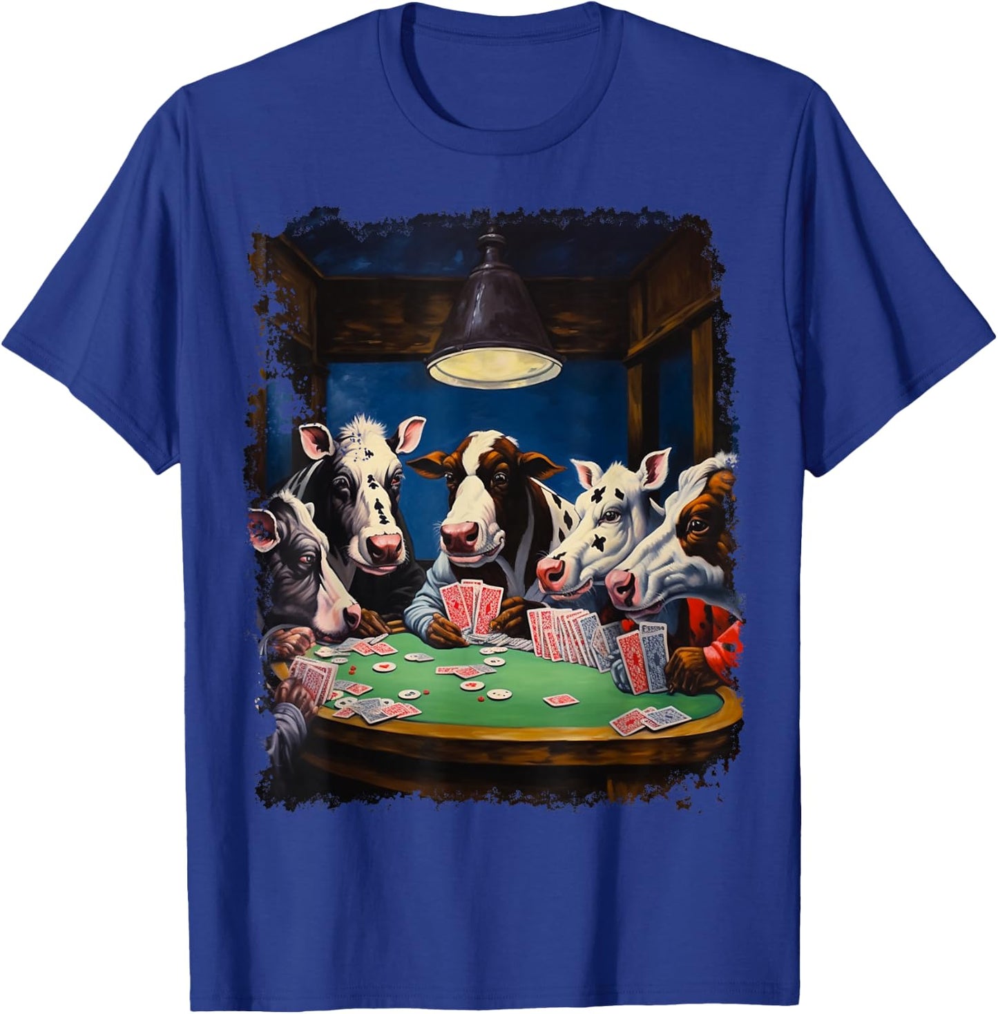 Playing Card Pop Art Gambling Cows Playing Poker Cards T-Shirt - T-Shirt | Royal