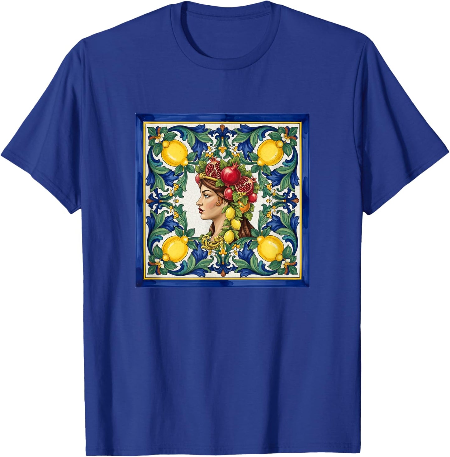 Sicilian Moors Head Caltagirone Inspired Lemon Art T-Shirt - T-Shirt | Royal