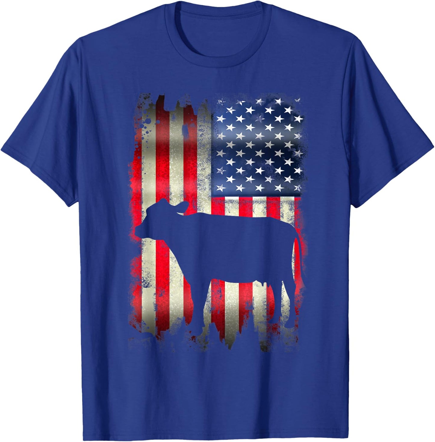 Cow USA American Flag 4th of July Patriotic Gift Women Kids Men T-Shirt - T-Shirt | Royal
