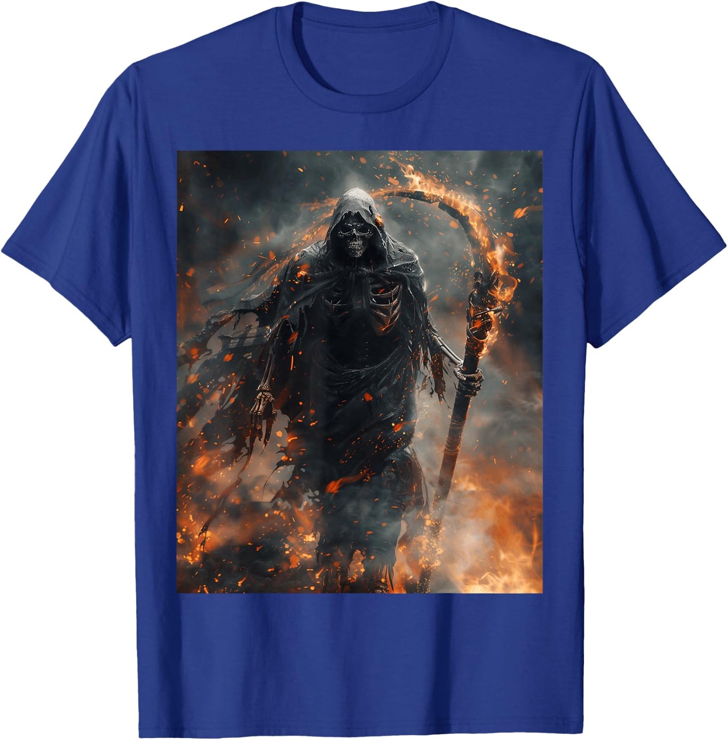 Mythical Grim Reaper with Burning Sickle T-Shirt - T-Shirt | Royal