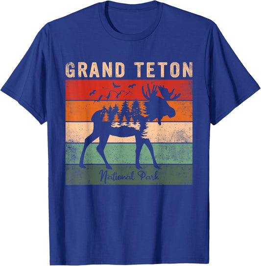 Vintage Grand Teton National Park for kids Hiking Camping T-Shirt - T-Shirt | Royal
