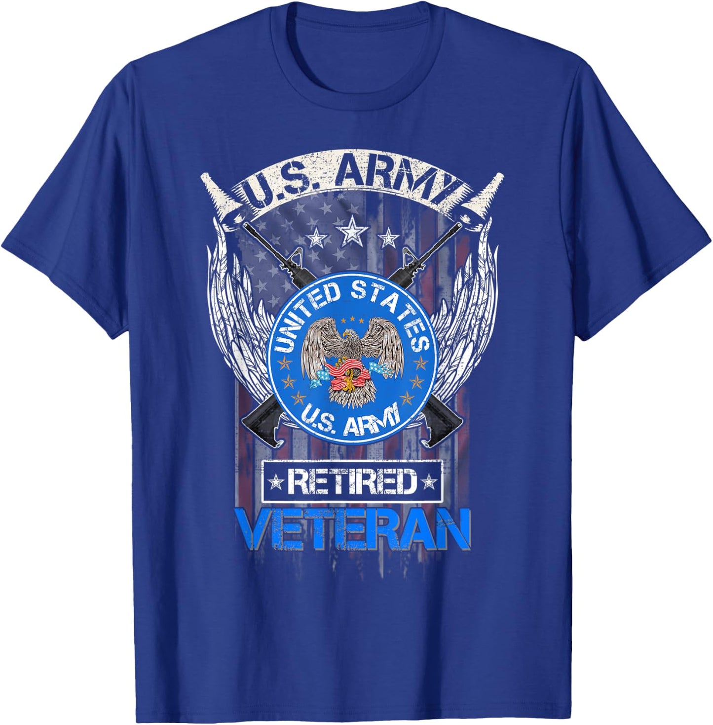 Vintage USA American Flag US Army Proud Retired Veteran Women Men T-Shirt - T-Shirt | Royal
