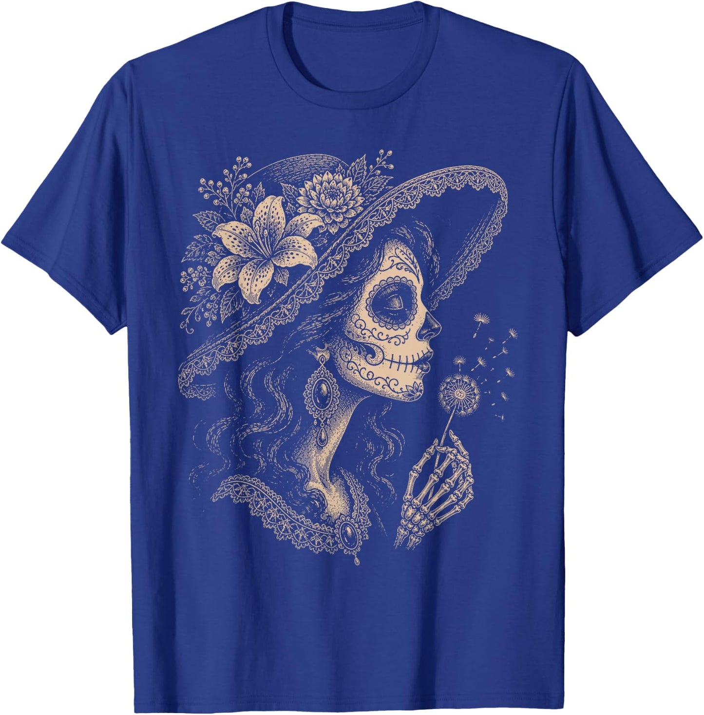 La Catrina Blowing Wishes Dandelion T-Shirt - T-Shirt | Royal