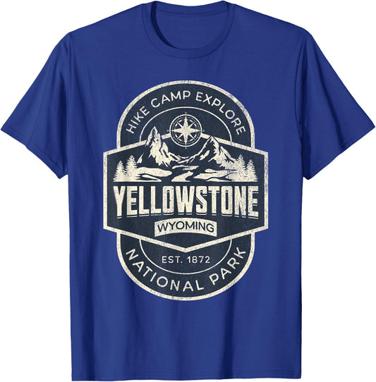 Yellowstone National Park Wyoming USA Outdoor -Adults, Kids , Grey, Small, Short Sleeve T-Shirt - T-Shirt | Royal