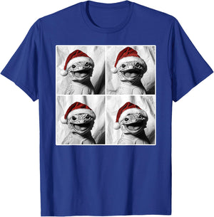 Funny Leopard Gecko in Santa Hat Christmas Photobooth Selfie T-Shirt - T-Shirt | Royal