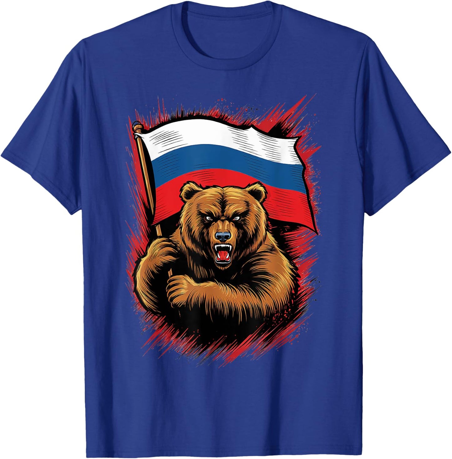 Russia Russia USSR | Russian Bear with Flag , Black, S T-Shirt - T-Shirt | Royal