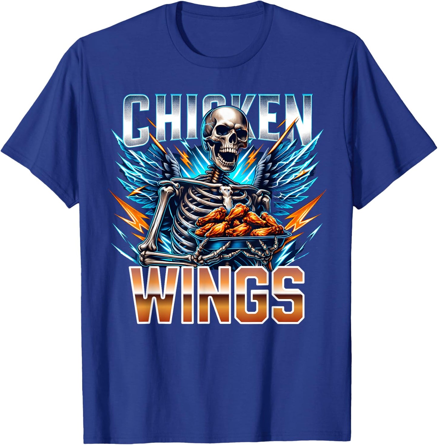 Wing Lover Bootleg Rap CDs Aesthetic Funny Chicken Skeleton T-Shirt - T-Shirt | Royal