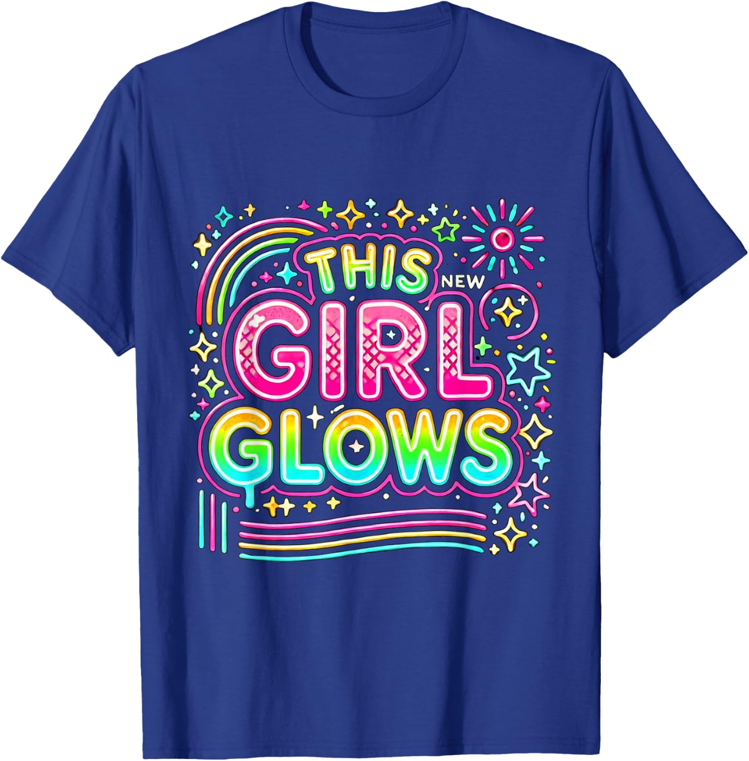 This Girl Glows For Kids Tie Dye Bright Color 80's And 90's T-Shirt - T-Shirt | Royal
