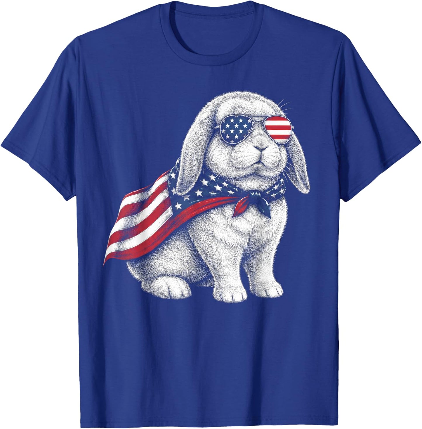 Holland Lop Rabbit 4th of July US American Flag Patriotic T-Shirt - T-Shirt | Royal
