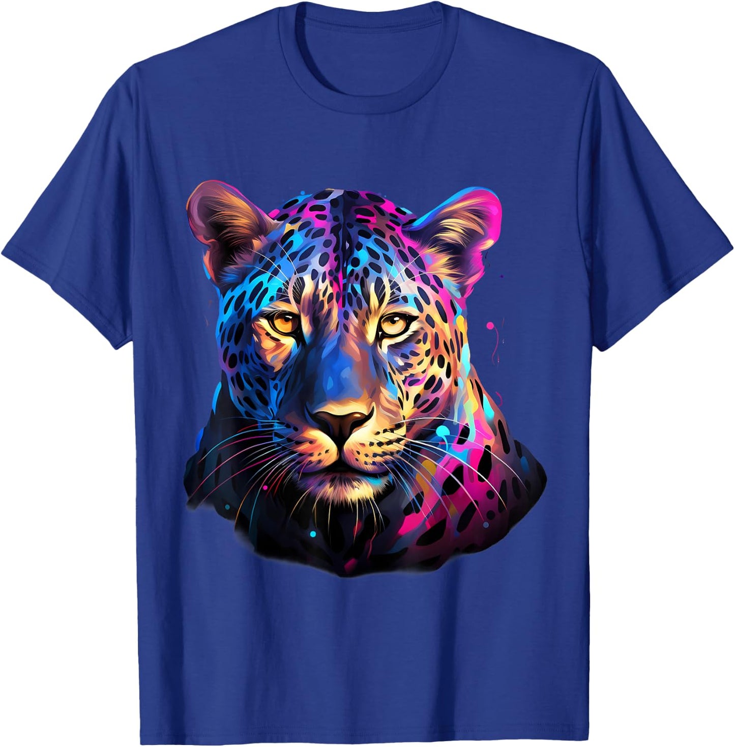 Leopard Colorful Portrait Artwork Wildlife Animal Print T-Shirt - T-Shirt | Royal