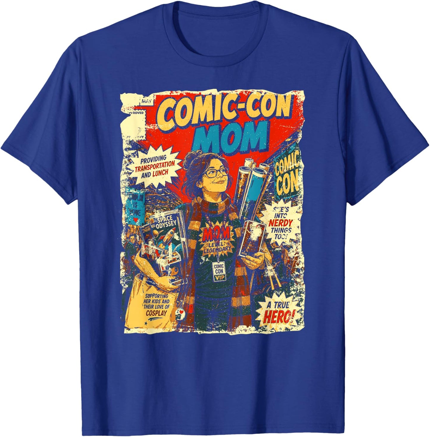 Comic-Con Mom Funny Retro Comic Cover T-Shirt - T-Shirt | Royal