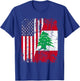 LEBANESE ROOTS | Half American Flag | LEBANON T-Shirt - T-Shirt | Royal