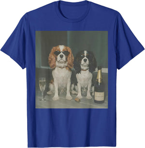 Cavalier King Charles Drinking Champagne Funny Dog Meme T-Shirt - T-Shirt | Royal
