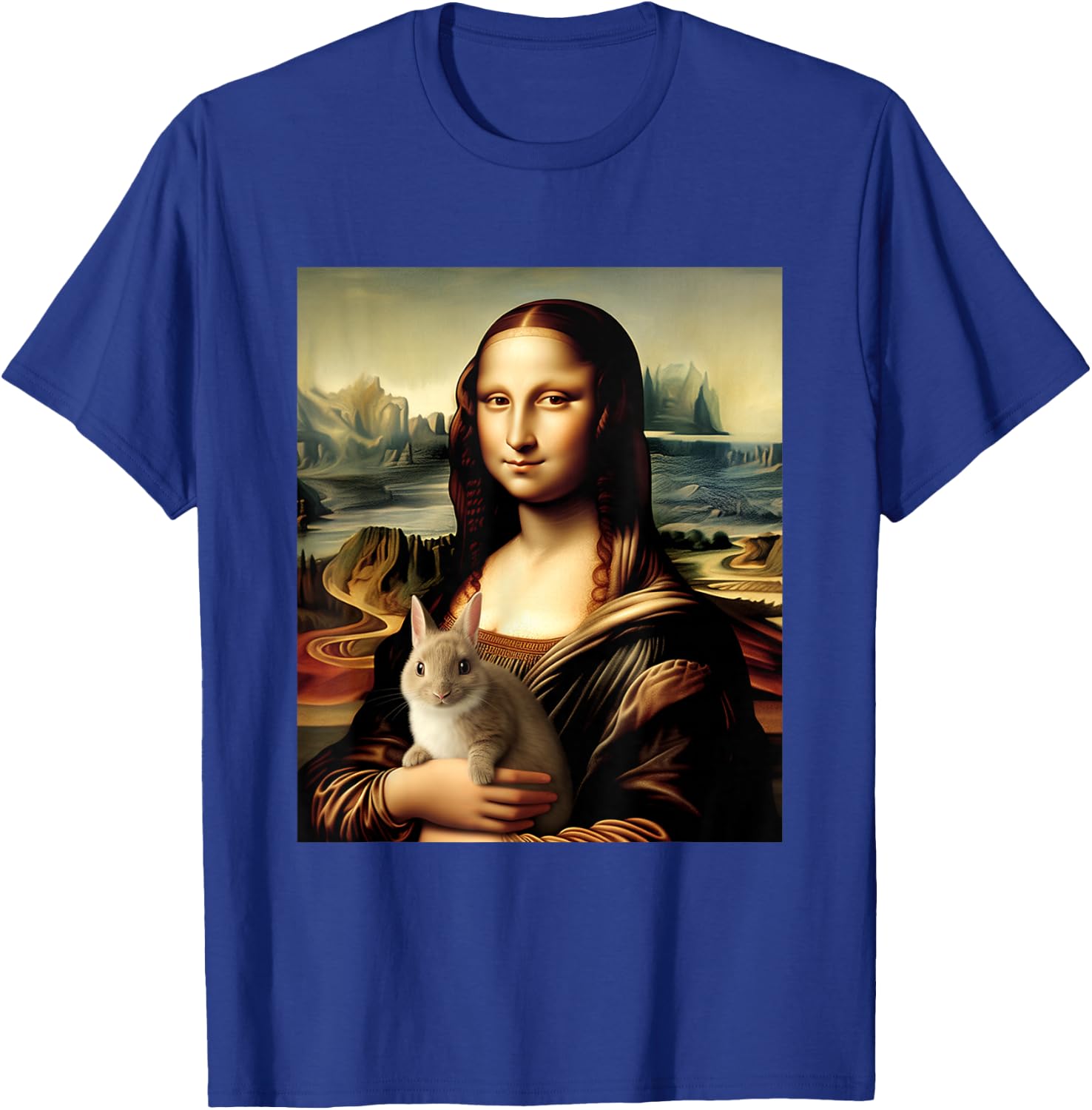 Mona Lisa With Bunny Funny Leonardo Da Vinci Art Painting T-Shirt - T-Shirt | Royal