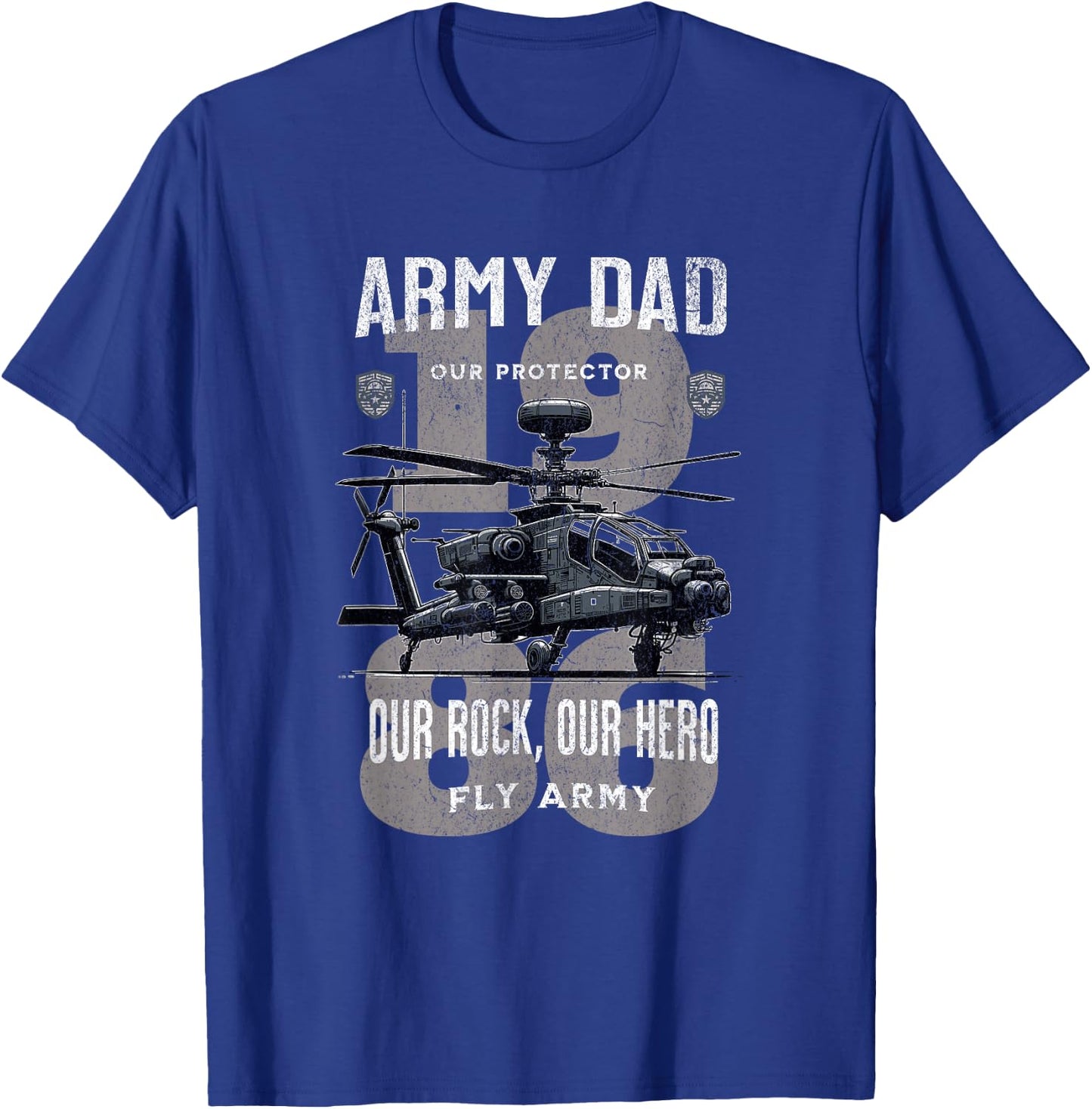 Army Dad Father Military Fathers Day Apache Helicopter Army T-Shirt - T-Shirt | Royal