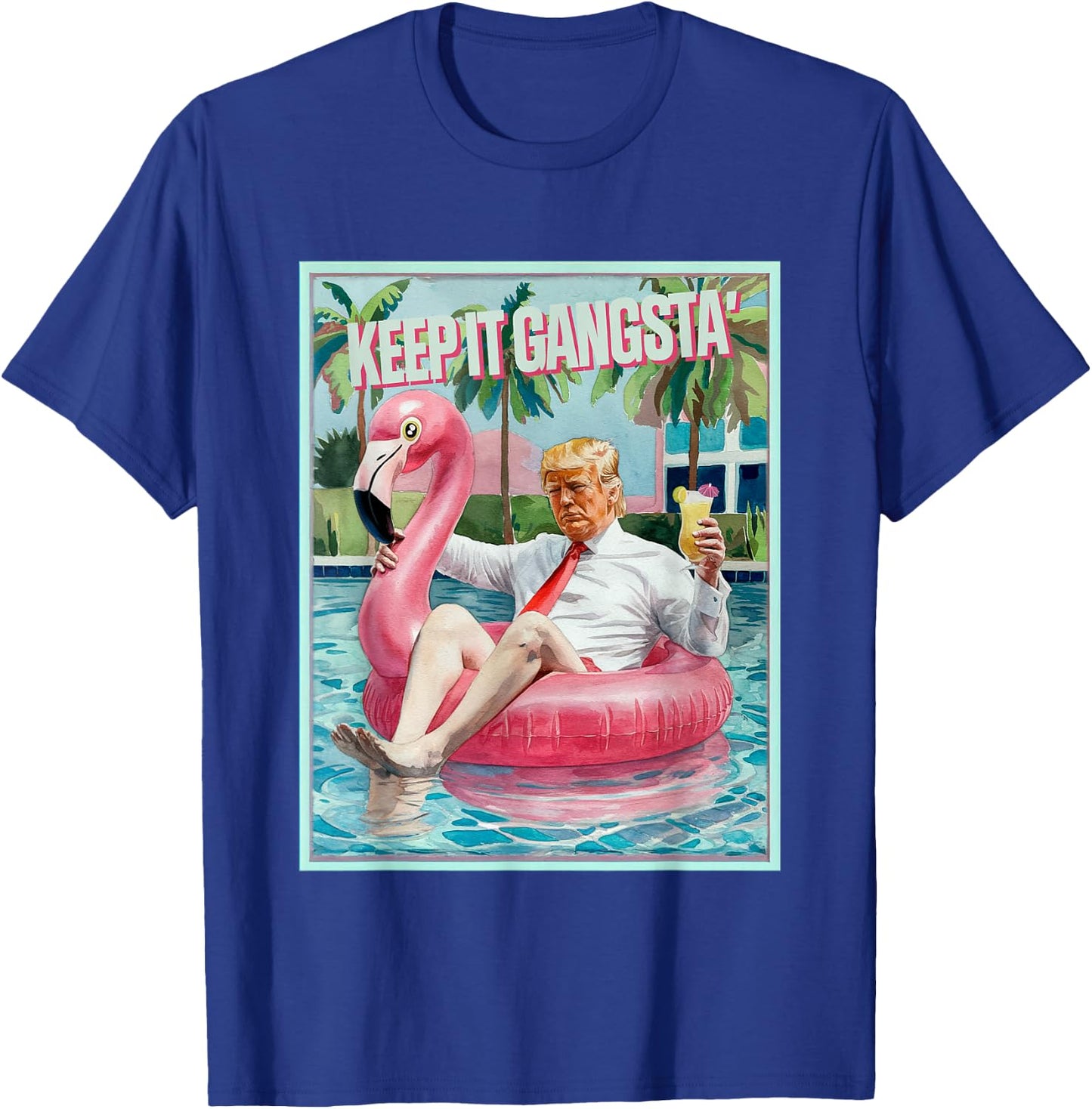 Donald Trump Funny Pink Flamingo Inflatable Float Pool Toy T-Shirt - T-Shirt | Royal