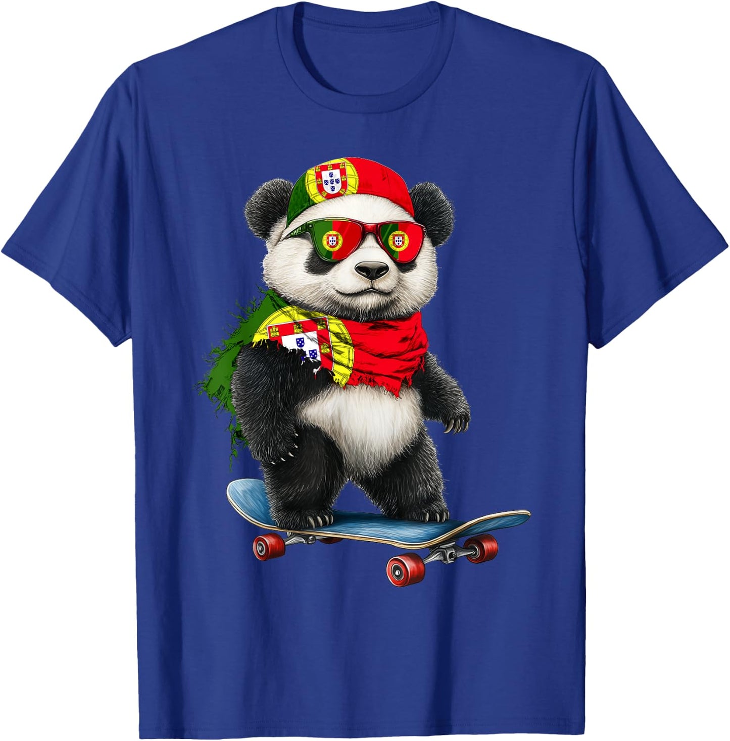 Portuguese Flag American US Flags Panda Heritage Portgual T-Shirt - T-Shirt | Royal