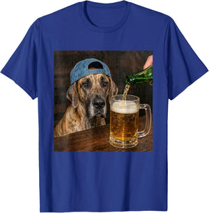 Great Dane Drinking Beer Funny Great Dane Dog Meme T-Shirt - T-Shirt | Royal