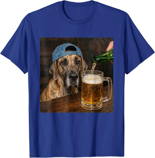 Great Dane Drinking Beer Funny Great Dane Dog Meme T-Shirt - T-Shirt | Royal