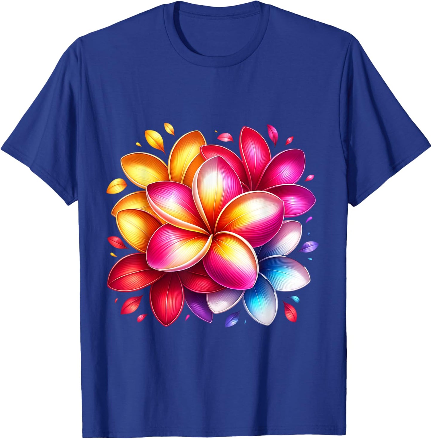 Colourful Plumeria Flowers Tropical T-Shirt - T-Shirt | Royal