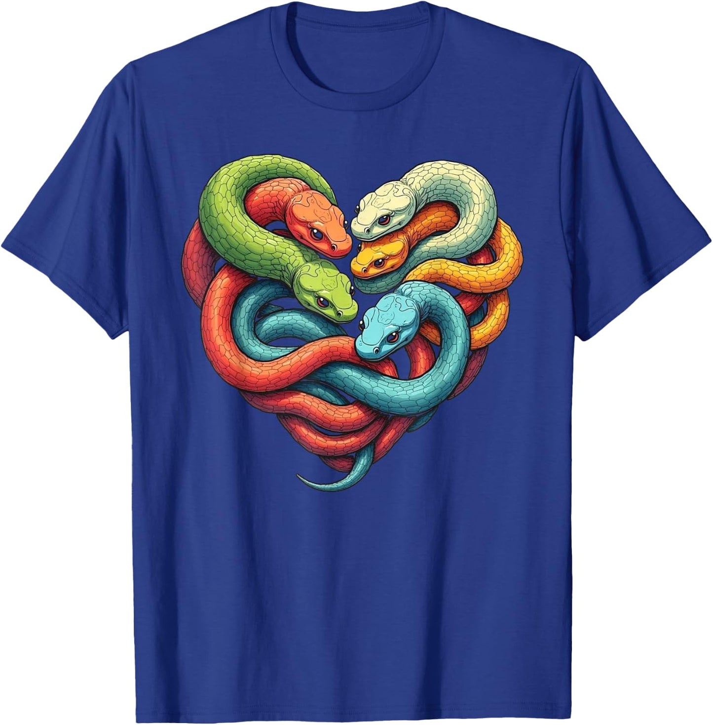 Rainbow Snake Heart Colorful Serpents Art Lover Python T-Shirt - T-Shirt | Royal
