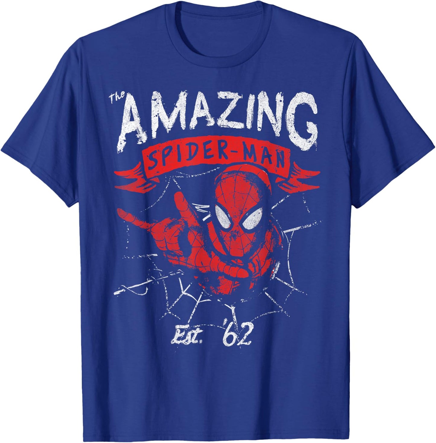 Marvel The Amazing Spider-Man Banner Logo Portrait T-Shirt - T-Shirt | Royal