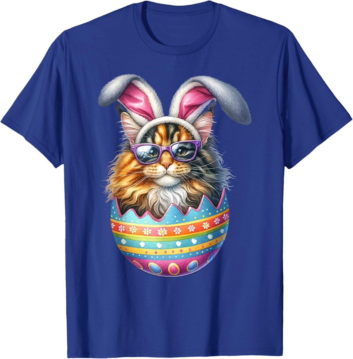 Cat Lover Easter Egg Happy Easter Bunny Ears T-Shirt - T-Shirt | Royal