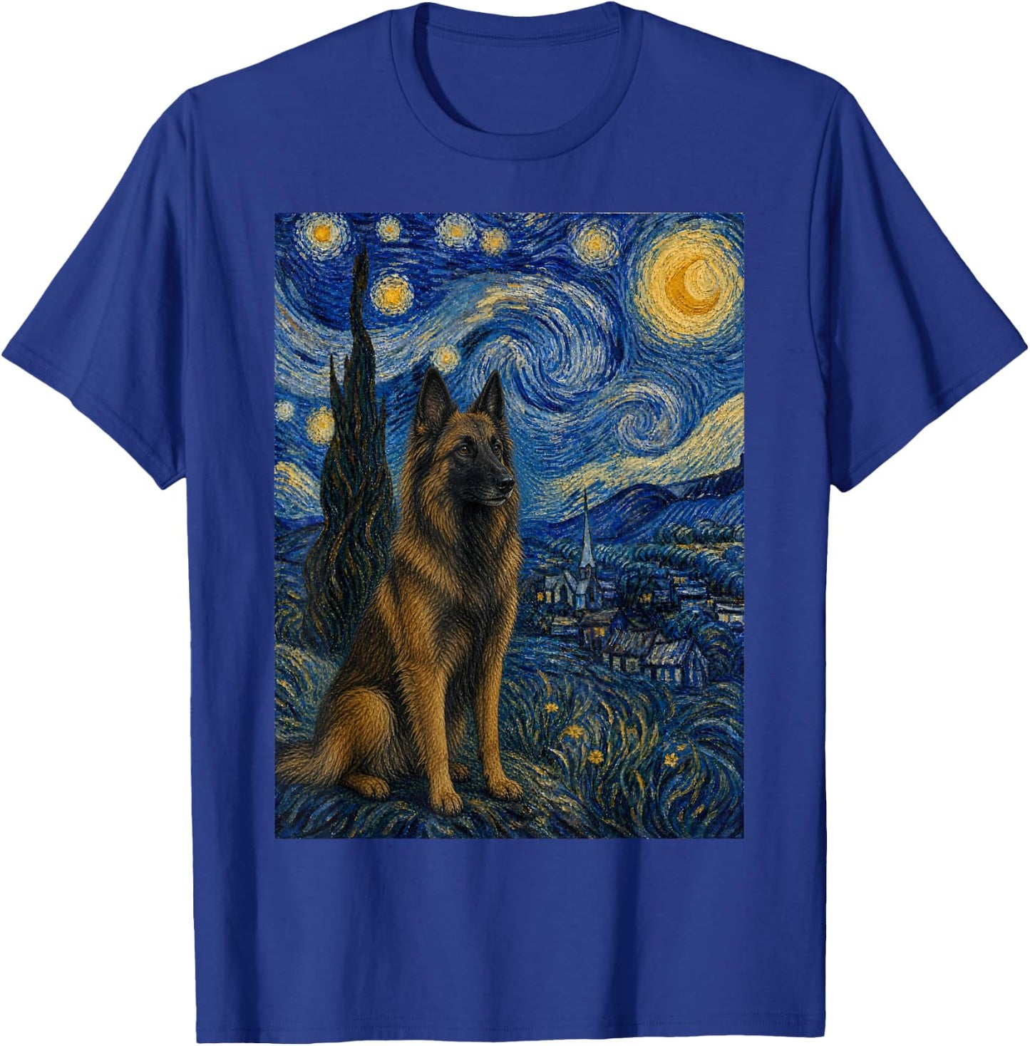 Belgian Tervuren Dog Van Gogh Starry Night T-Shirt - T-Shirt | Royal
