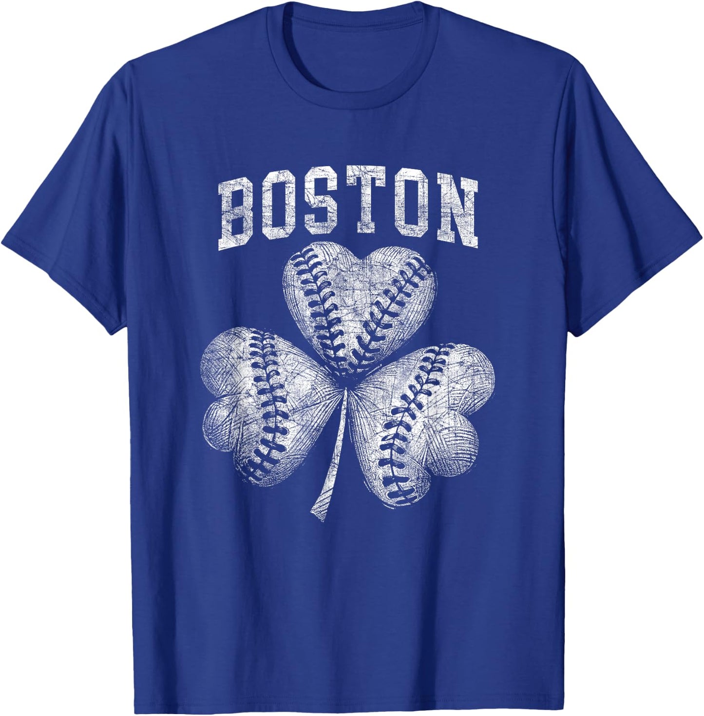Vintage Shamrock St Patrick's Boston Irish American T-Shirt - T-Shirt | Royal