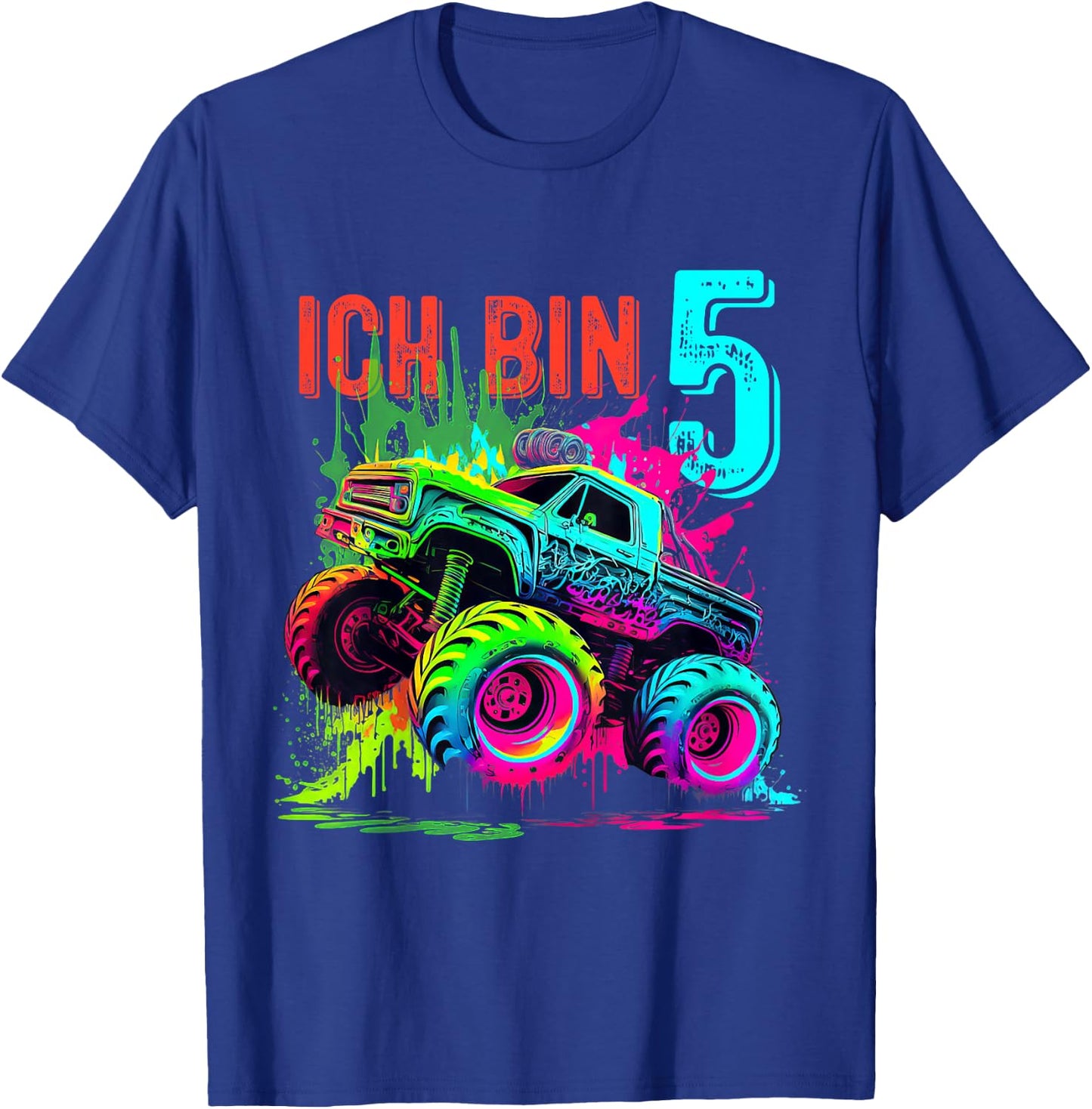 Kinder Ich Bin 5 Jahre Junge Mädchen 5. Geburtstag Monster Truck T-Shirt - T-Shirt | Royal