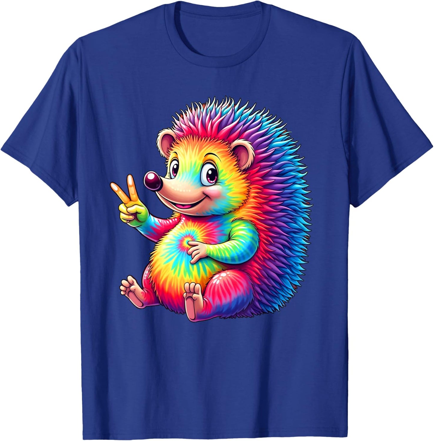 Tie Dye Hedgehog Colorful Hippie Hedgehog Rainbow T-Shirt - T-Shirt | Royal
