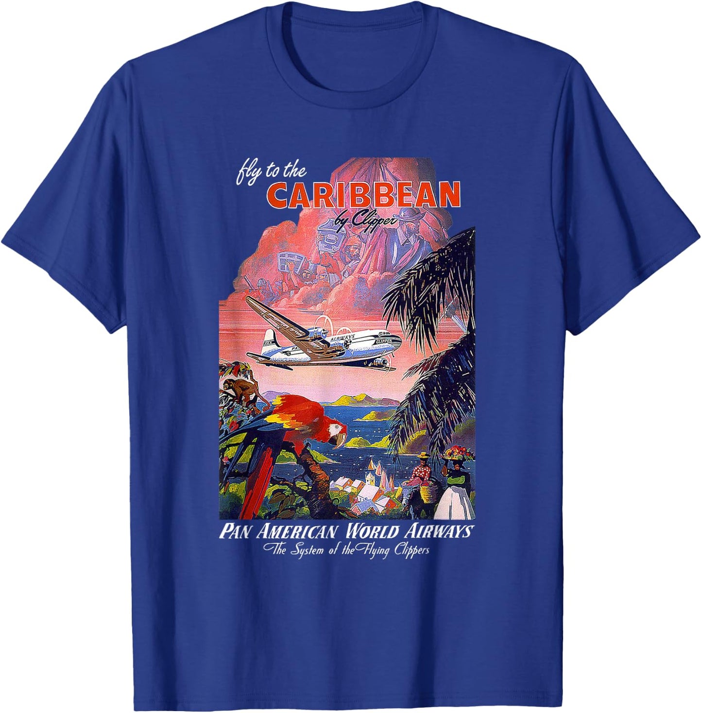 Pan Am Fly to the Caribbean Vintage T-Shirt - T-Shirt | Royal