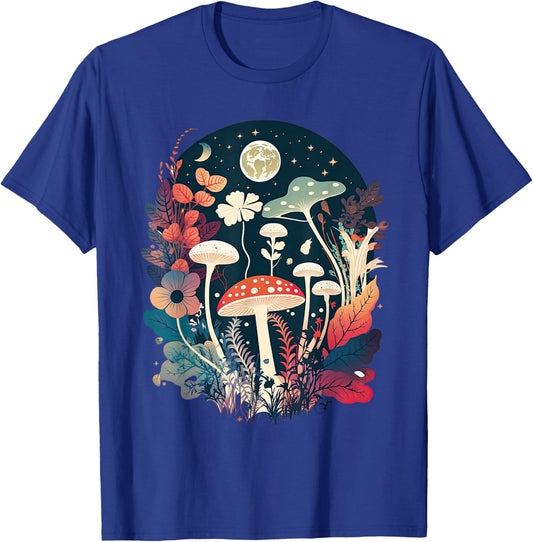 Aesthetic Goblincore and Dark Cottagecore Mushroom , black T-Shirt - T-Shirt | Royal