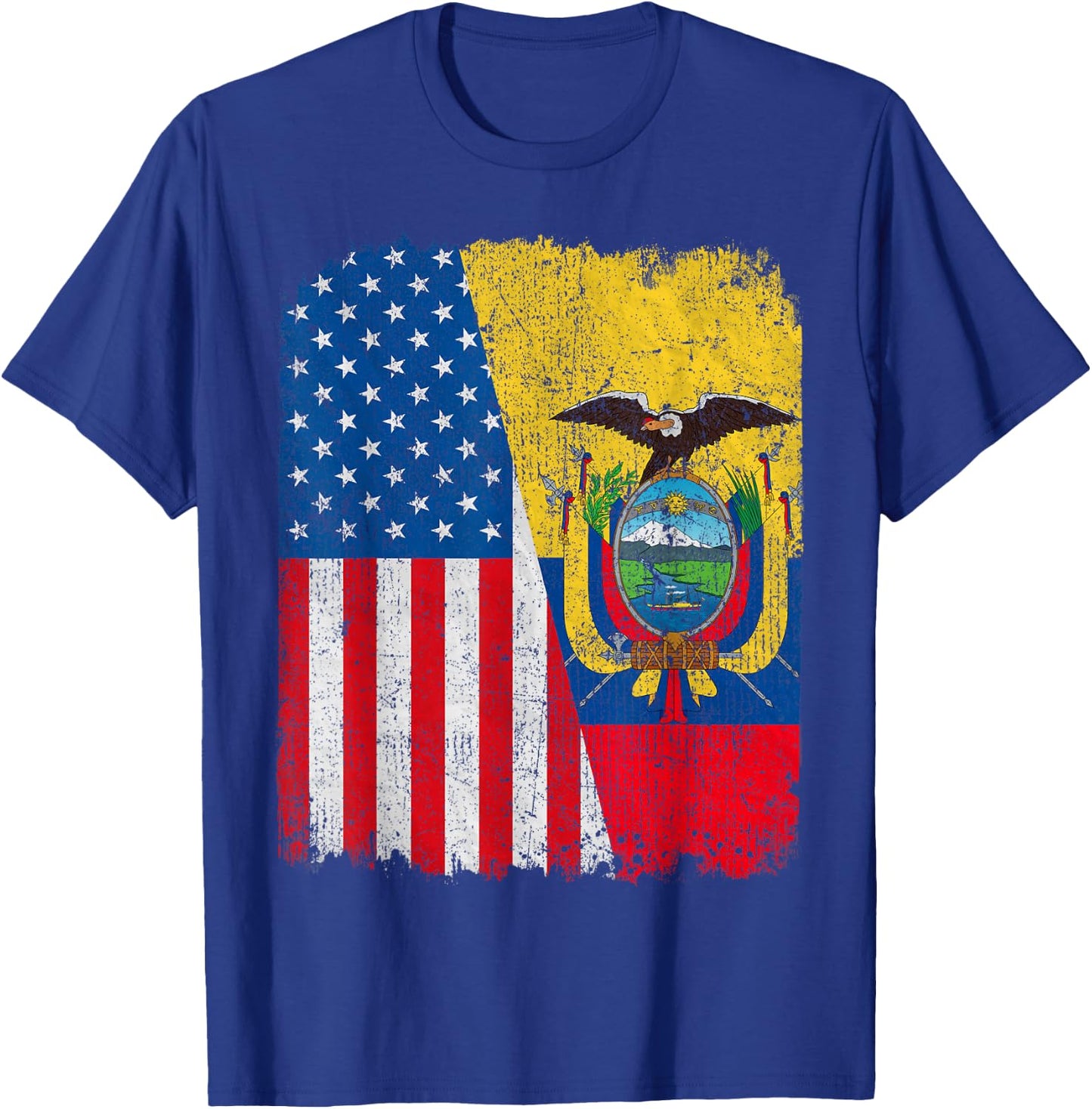 Ecuadorian American Flag Half USA Ecuador Root Proud T-Shirt - T-Shirt | Royal