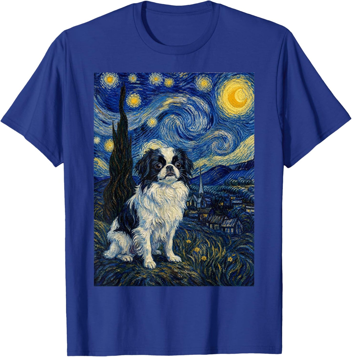 Japanese Chin Dog Van Gogh Starry Night T-Shirt - T-Shirt | Royal