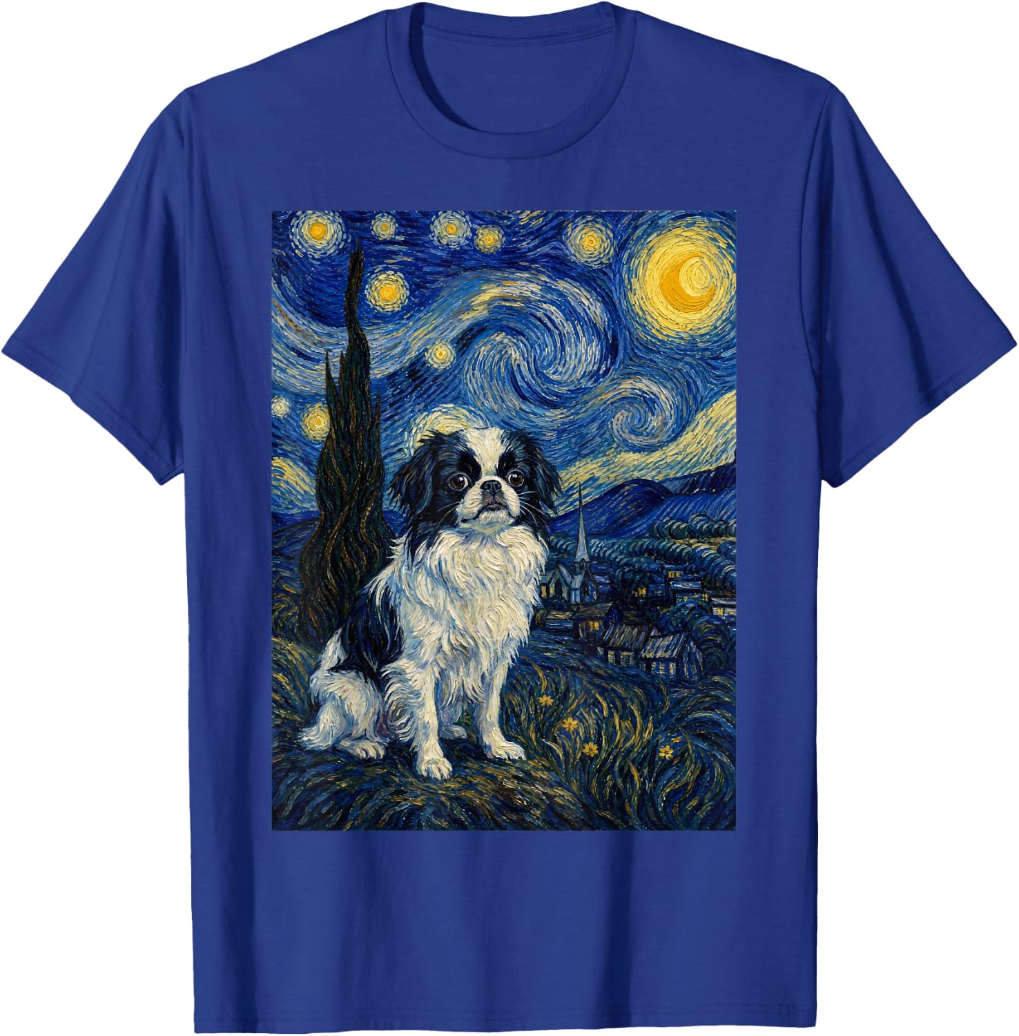 Japanese Chin Dog Van Gogh Starry Night T-Shirt - T-Shirt | Royal