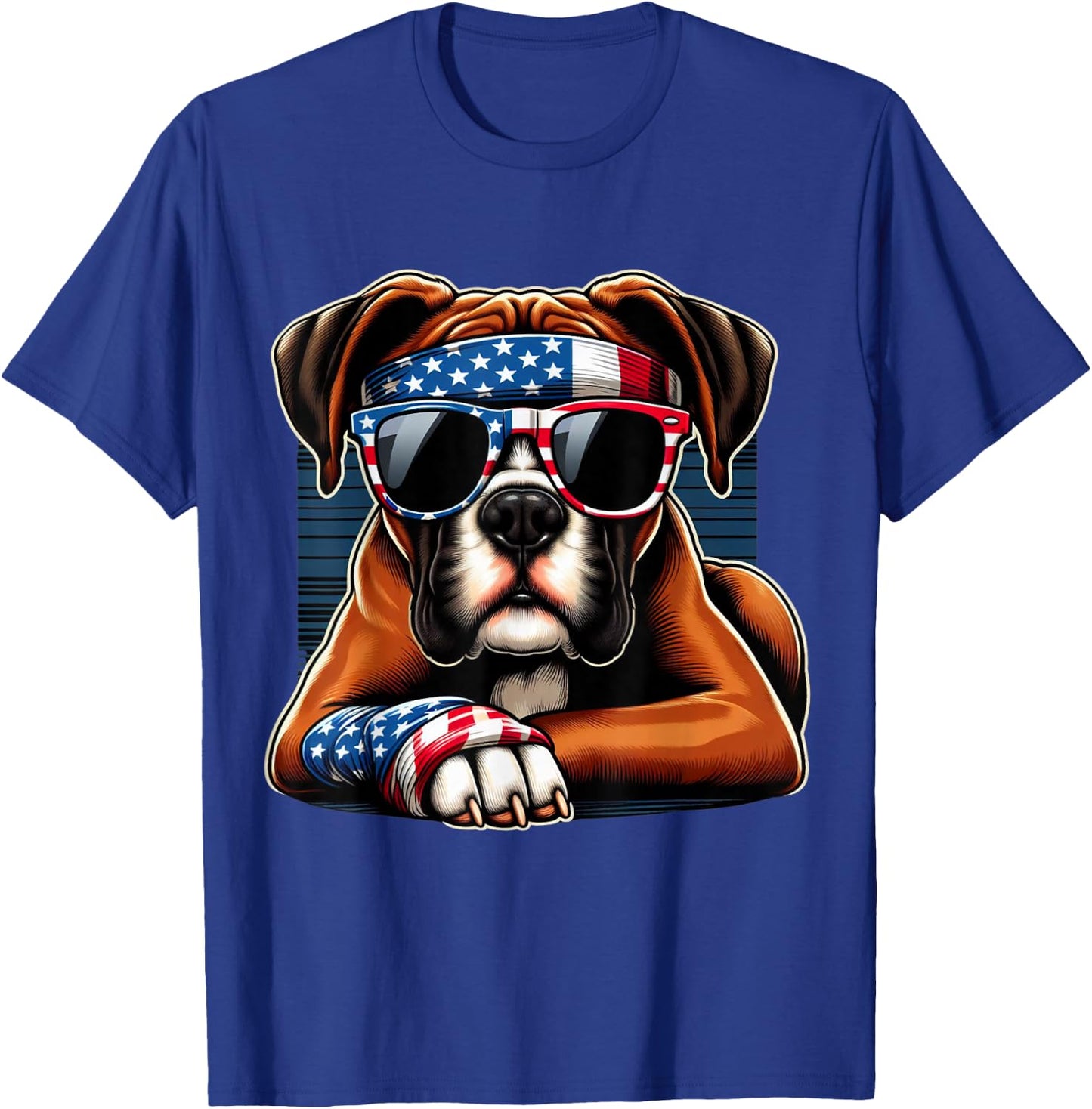 Boxer 4th of July Dog Men Women Kids Boys Girls Children T-Shirt - T-Shirt | Royal