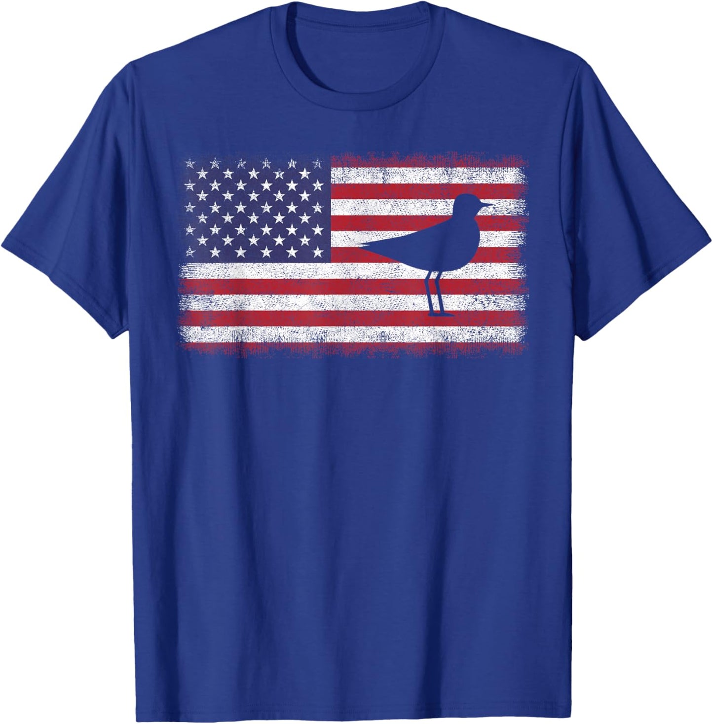 4th Of July Funny Patriotic Snowy Plover Bird Lover USA Flag T-Shirt - T-Shirt | Royal