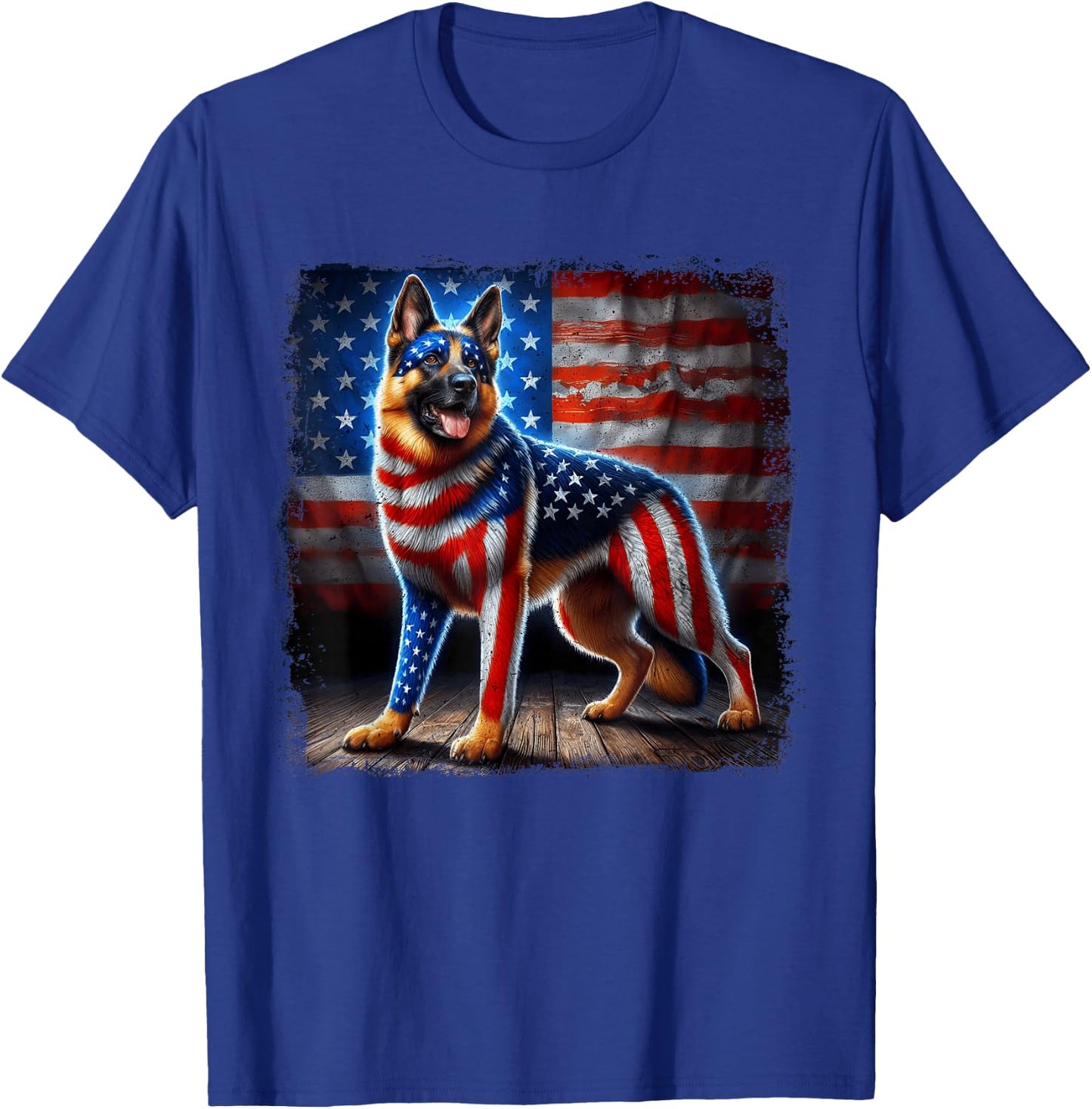 4th of july German Shepherd Patriotic USA American Flag T-Shirt - T-Shirt | Royal
