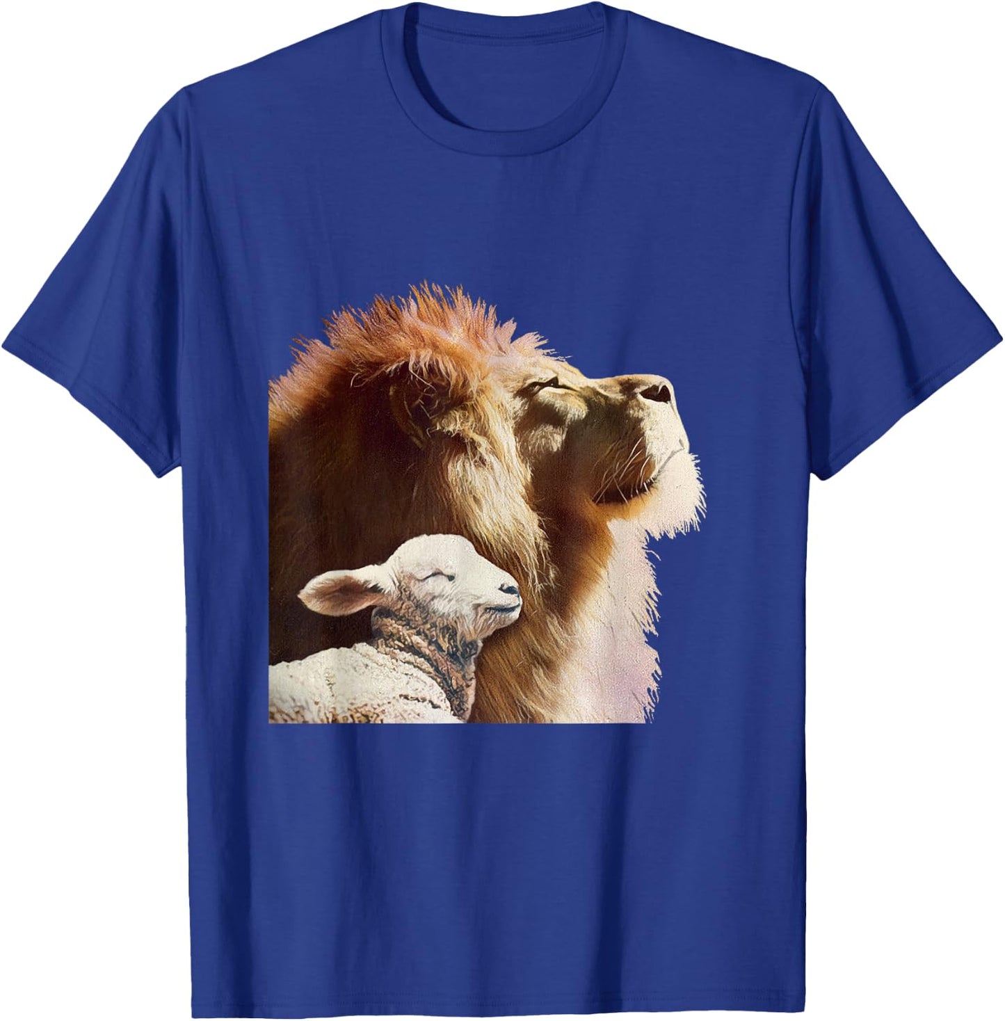 Bible Verse Religious Apparel The Lion and The Lamb T-Shirt - T-Shirt | Royal