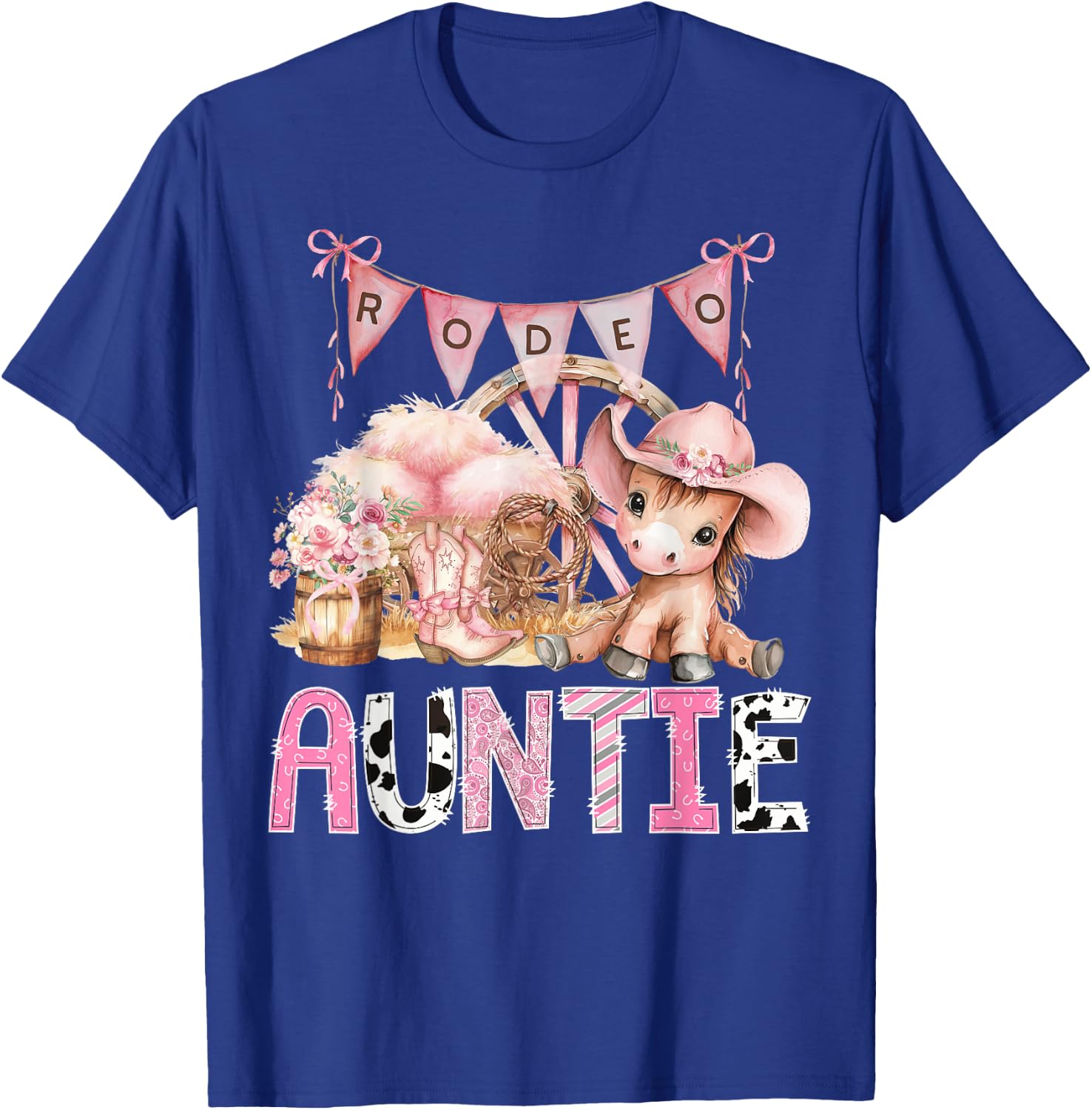 Rodeo Auntie Pink CowGirl Coquette 1St Birthday Party T-Shirt - T-Shirt | Royal